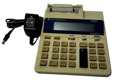 Texas Instrument TI-5032 SuperView Printing Calculator Works AC/DC Cord Desktop - Image 1 of 4