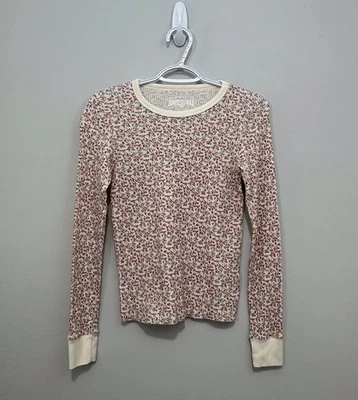 American Eagle Women's Thermal Waffle Top XS Floral Floral Print Long Sleeve - Image 1 of 4