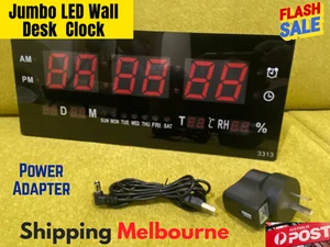 Digital Large Big Jumbo LED Wall Desk Alarm Clock With Calendar Temperature AU - Picture 1 of 10