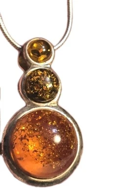 Collar de piedras preciosas ámbar multicolor firmado plata de ley 925 18" Foto 1 de 4