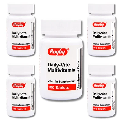 橄榄球日用维生素多种 - 100 片 | 无麸质 (10-2026) - 5 包 — 第 1/4 张图片
