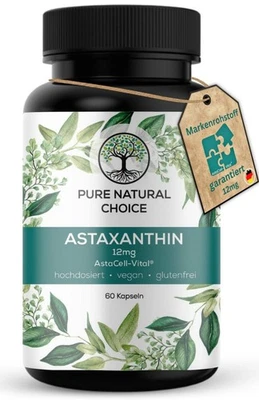 PURE NATURAL CHOICE Astaxanthin 12 mg - Depot Kapseln - Oxidationsschutz - 4 Monatsvorrat - vegan