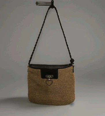 Bolsa de ombro de palha Brighton bolsa de couro pulseira berloque coração - Imagem 1 de 4