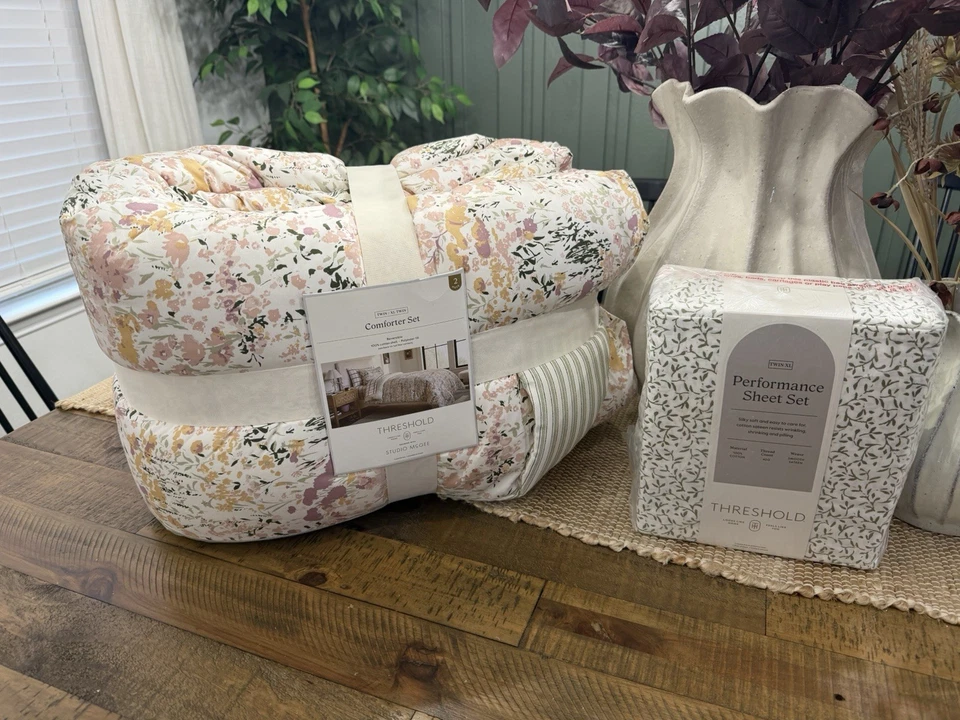 Twin XL Studio McGee Comforter Set + Green Vine 400TC Performance Sheets NEW - Image 1 of 4