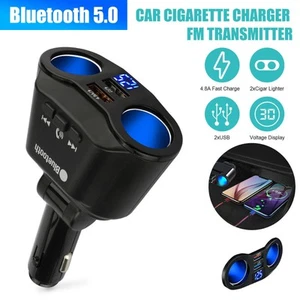 FM Transmitter Car  Lighter Socket Dual USB Charger Adapter for Bluetooth - Picture 1 of 10