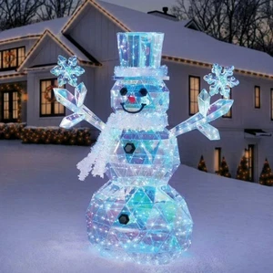 6' Pre-Lit Prismatic Snowman 570 LED Twinkle Lights Moving Snowflakes Indoor/Out - Picture 1 of 6