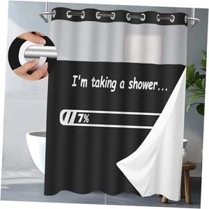 White and Shower Curtain Set, Funny Shower Curtain No Hook, Quick to Black - Picture 1 of 7