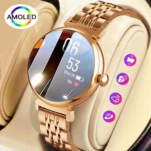 1.04" AMOLED Ladies Smart Watch Metal Body Bluetooth Call Always-On - Photo 1 sur 18
