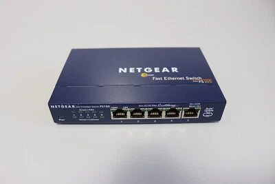 Netgear FS105 5 Port 10/100 Mbps Fast Ethernet Switch Model mit Netzteil - Bild 1 von 2