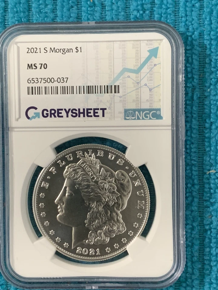 2021-S MORGAN  SILVER $ 100th ANNIVERSARY NGC MS70 GREYSHEET LABEL     (RARE💎) - Image 1 of 3