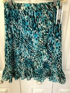 Gonna Amy Byer bambina nera blu stampa animalier nuova con etichette taglia large - Foto 1 di 3