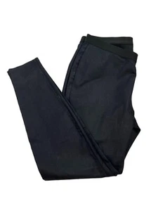 Eileen Fisher Pull On Flat Front Straight Leg Ankle Pants Waxed Black Sz L EUC - Picture 1 of 10