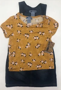 Emma & Elsa 2 Piece Set Denim Overall Skirt & Shirt Girls 6X - Picture 1 of 7