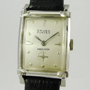 Gruen Precision Curvex - Armbanduhr in 14ct Weissgold - Art Deco Vintage 1940er - Bild 1 von 12