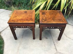 ANTIQUE FINE MATCHED PAIR OF CHINESE HUANGHUALI ROSEWOOD, HARDWOOD SIDE TABLES  