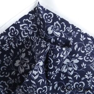 NWT McNeal Roda Made in Italy 100% Linen Navy White Garden Floral Pocket Square