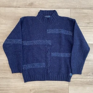 Irelands Eye Wool/Silk Knit Pullover Navy Blue Sweater Adult Size Medium Preppy - Picture 1 of 4
