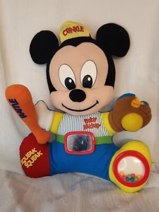 Vtg Disney Baby Mickey Crinkle Plush Baseball Rattle Bat, Mirror, Squeaky Foot - Picture 1 of 4