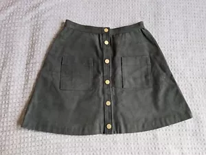 Gonna Vaute Couture donna verde medio tela cerata a scatto linea A mini vegan New York - Foto 1 di 13