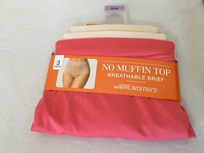 New Warner's No Muffin Top Breathable Brief Panties 3 pack Womens Sizes Small - Image 1 of 4