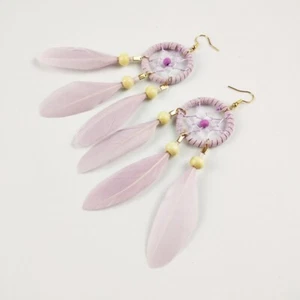 Fashion Feather Tassel Long Drop Earrings Ethnic Vintage Jewelry Gift for Women - Picture 1 of 18