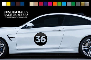 (2) Calcomanía de 12" números personalizados de carreras de rally círculo *20 colores* - Imagen 1 de 20