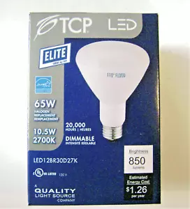 TCP 11W BR30 2700K Dimmable LED Light Bulb (65W Equal) 850 Lumen LED12BR30D27K - Picture 1 of 9