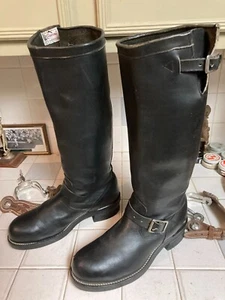 CHIPPEWA CLASSIC MADE IN USA VINTAGE BLACK STEEL TOE MOTORCYCLE WORK BOOTS 10M - Picture 1 of 15
