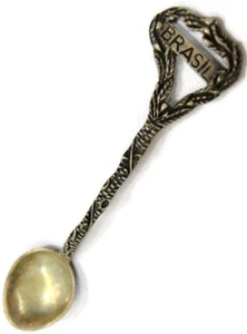 Solid Sterling Silver 925 Brasil Souvenir Spoon 3 1/4" Inch Brazil - Picture 1 of 21
