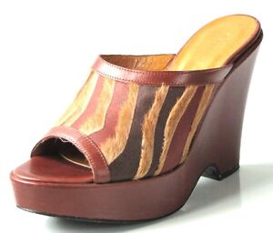 new ISABELLA FIORE brown platforms WEDGES shoes Italy 7.5 - exotic