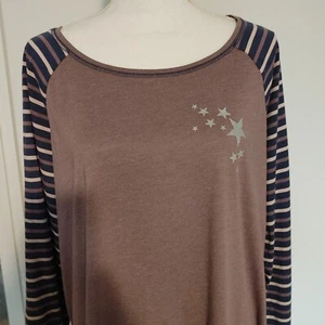 Lane Bryant Cacique Sleep Shirt Pajama PJ Lounge Plus 18/20 Purple Stars Stripes - Picture 1 of 10