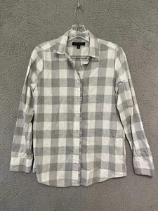Banana Republic Women's Top Size XS Plaid Flannel White Button Down Shirt - Picture 1 of 5