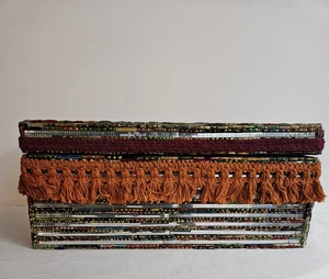 Gran caja de joyería/almacenamiento de cuentas de vidrio boho 14"L x 7"W x 6"H multicolor - Imagen 1 de 8