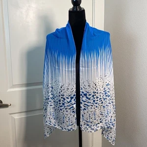 Beautiful Rhapsody Blue Animal Print Silky Soft Necktie Head Scarf Shoulder Wrap - Picture 1 of 5