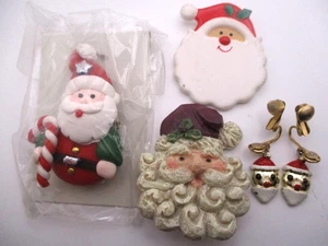 Lote de 4 pendientes broche vintage de vacaciones de Navidad de Papá Noel CH14 - Imagen 1 de 11