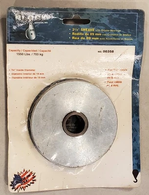 Блок 00358 плоское крепление 3 1/2 дюйма шкив ножны кабель 5/16 дюйма емкость 1550 фунтов - Изображение 1 из 2