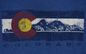 COLORADO STATE FLAG T SHIRT TEE CO HEATHER BLUE MOUNTAINS MENS SIZE S SMALL SM - Picture 1 of 4