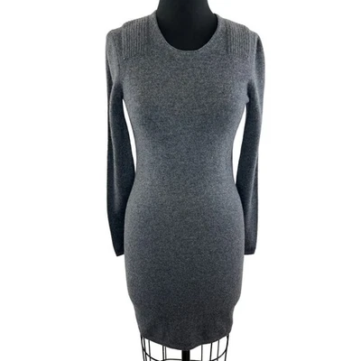 Vestido Suéter Bodycon Tejido Cuello Redondo Manga Larga Gris Cachemira Aqua Talla S Foto 1 de 4