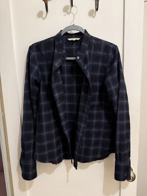 Helmut Lang Blue and Black Button Down Shirt - Image 1 of 3