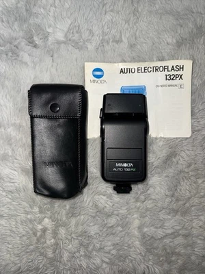 Minolta Auto Electroflash 132PX Shoe Mount Flash W/Case&Manual Tested - Image 1 of 3