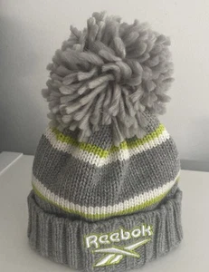 Reebok baby’s Bobble hat Age 0-6m grey white lime green unisex - Picture 1 of 6