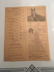 1939 Fort Erie Race Track Horse Racing Program Ontario Shoeless Joe Jackson - Picture 1 of 8