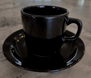 Schwarz glasiert 3" Höhe x 3" Breite Teetasse/Kaffeetasse mit 5,75" Untertasse Set; Küche/Büro - Bild 1 von 24