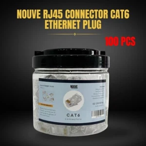 Nouve RJ45 Connector CAT6 Ethernet Plug - 100pcs - Picture 1 of 7