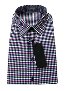 NEW Vardama Vaux 2.0 Men's Gingham Dress Shirt Size 14.5 Small S NWT FREE Ship - Picture 1 of 4