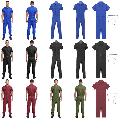 Mens Dungarees Unitard Jumpsuit Dustproof Overalls Lightweight Romper Pockets - Image 1 of 3