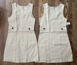NWT Old Navy Girls Size Large 10-12 School Uniform Beige Jumpers Dresses - Picture 1 of 2