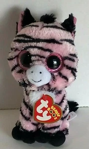 Ty Beanie Boos Zoey Plush Pink Zebra Glitter Eyes Stuffed Animal Soft Toy - Picture 1 of 5