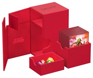 ULTIMATE GUARD TWIN FLIP n TRAY Red 80+ XENOSKIN MONOCOLOR DECK Card CASE - Picture 1 of 1