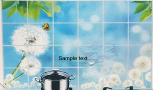 STOVE BACKSPLASH STICKER / WALL DECAL (35" x 23") BUTTERFLY & DANDELION FLOWERS - Picture 1 of 6